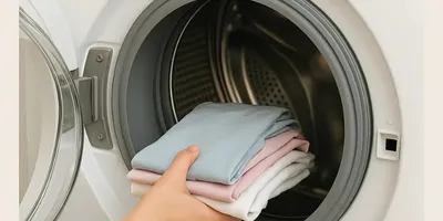 Abra a porta da máquina e insira as roupas (não ultrapasse o limite).